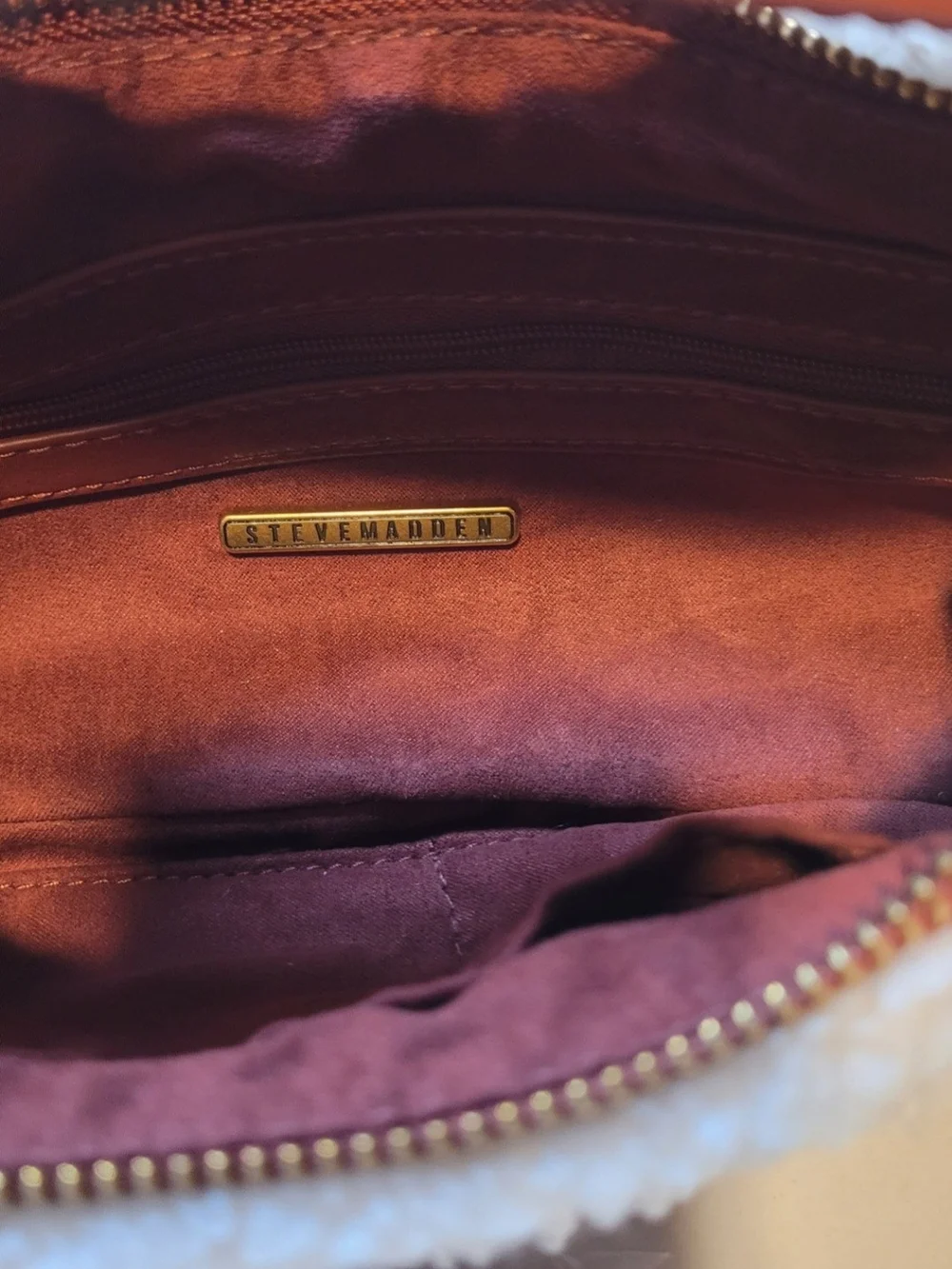 Von Dutch Purple and Pink Satchel with Logo and Bandana-Wrapped Handles